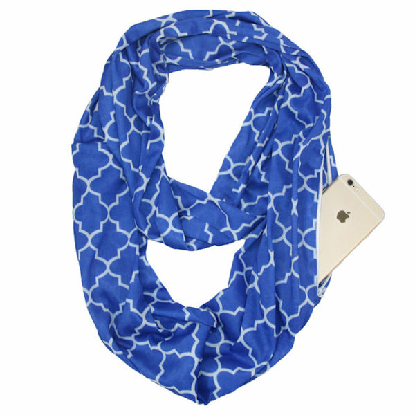 Lämmin vetoketjullinen taskuhuivi Leopardi taskuhuivi Infinity-huivi syc-01四叶草-蓝色 180*25cm