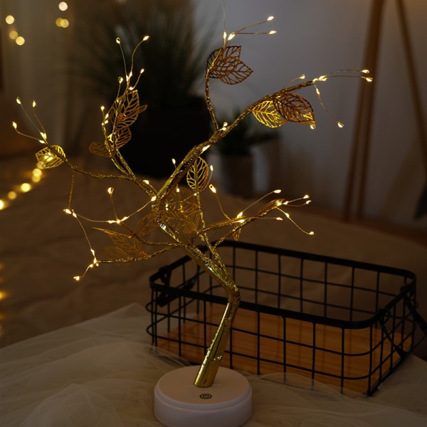 LED-tuikkulampun puu, tähtikuvioinen koristelamppu 72 lamp - golden leaf tree lamp battery+usb dual-purpose model