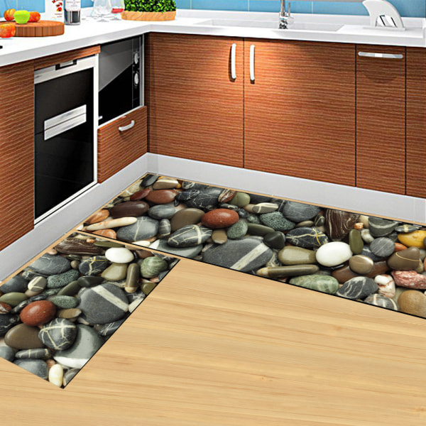 Köksmattor, sängmattor för sovrum kan maskintvättas. gray stone 40 * 60+40 * 120cm two packs