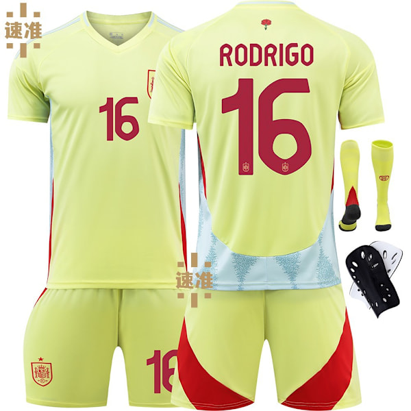 Fotbollströja för Spanien 2024, nummer 9 Garvey 26, Pedri 7, Morata 16, Rodry Europacup-set No. 19 XS size