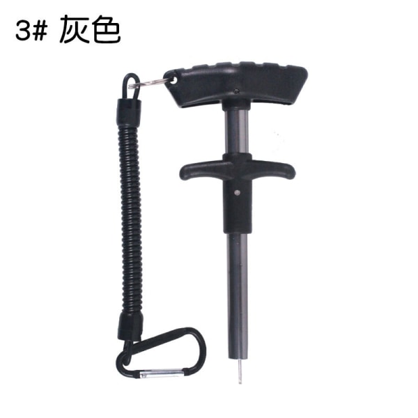 Aluminiumlegering Bärbar T-krok Extractor Fiskkrok Separator 3 # gray+black buckle spring rope