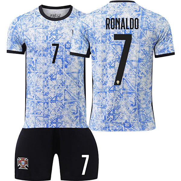 2425 Europacup Portugal bortaställ med tröja nr 7 Cristiano Ronaldo, tröja nr 8 B avgift barnfotbollströja gränsöverskridande version No. 7 with socks and protective gear 22 yards
