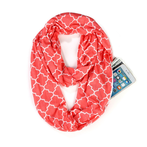 Lämmin vetoketjullinen taskuhuivi Leopardi taskuhuivi Infinity-huivi syc-10四叶草-红色 180*25cm
