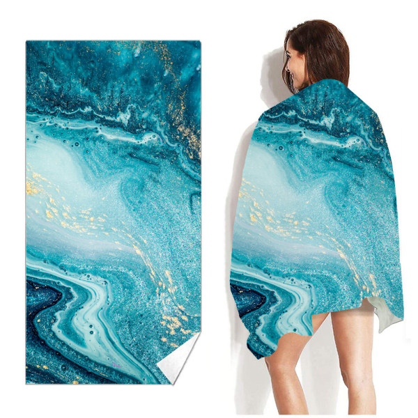 Bärbar, absorberande strandhandduk i fleece Non-stick badhandduk för vuxna 浩淼银河
