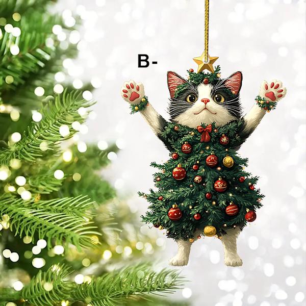Jultomte Svart Katt Vit Katt Julgran Barnpresent Nyckelring Hänge Ryggsäck Nyckelring Hänge
