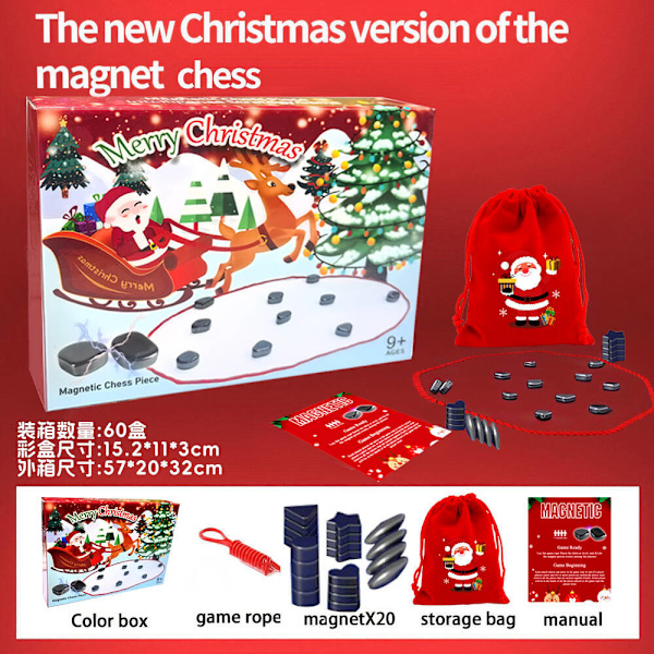 Magnetisk Effekt Schack Barnfritids Spel Interaktivt Brädspel Logiskt Tänkande Magnet Slaget Schack Pussel Leksak Christmas style 20