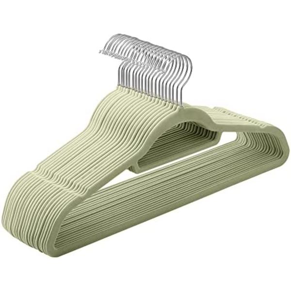 Samettiset vaatteiden ripustintelineet, 20 kpl, liukumattomat bright green