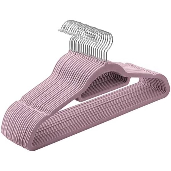 Samettiset vaatteiden ripustintelineet, 20 kpl, liukumattomat zartpurple