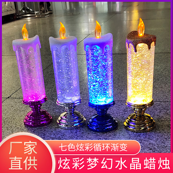 LED European Crafts Nightlight Färgglada drömkristallljus 蓝色