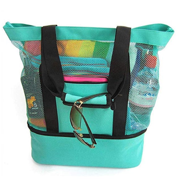 Utomhus dubbelskiktsisolering Beach Net Bag Reseförvaringsväska sky blue