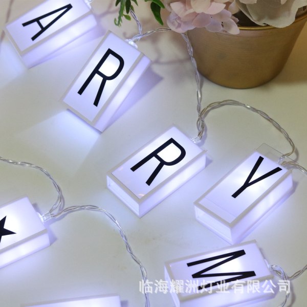 Led Letter Lamp DIY Romantic Confession Koristeellinen led-lamppu 正白 1.5米10灯2aa常亮+96字母片