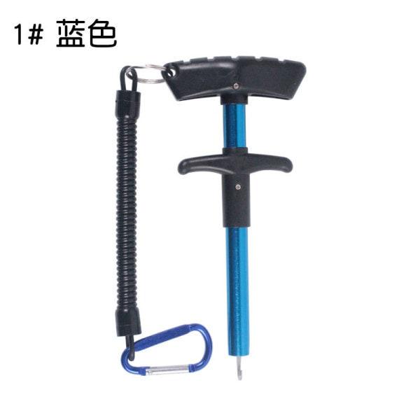 Aluminiumlegering Bärbar T-krok Extractor Fiskkrok Separator 1 # blue+blue buckle spring rope