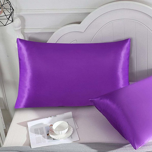 Sidenliknande dubbelsidig is Siden örngott enfärgat örngott -1 par purple (51 * 66cm pair)