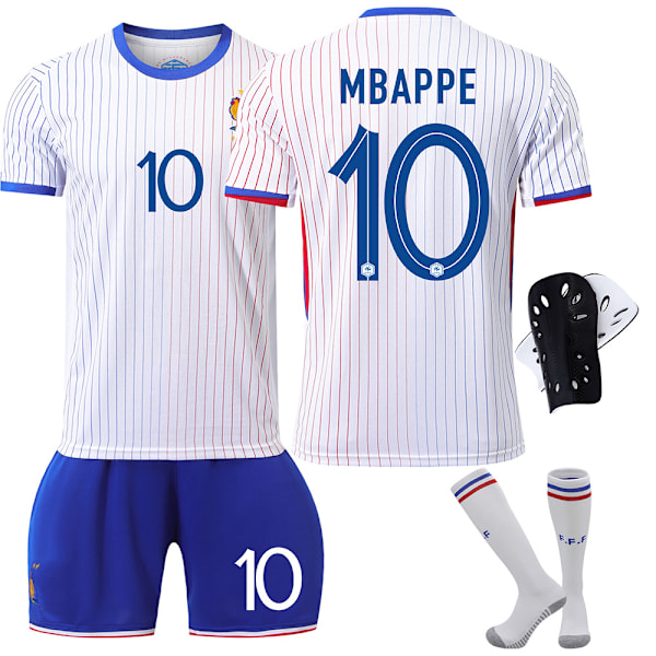 Frankrikes borta-fotbollströja för EM 2024 med nummer 10 Mbappe, 7 Griezmann, 9 Giroud, 11 Bale No. 9 with socks and protective gear XXL code