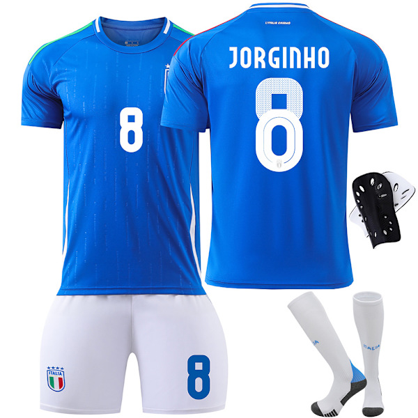 2425 UEFA Euroopan Mestaruuskilpailut Italian jalkapallopaitasetti, numero 14, Chiesa 18, Barella 3, Di Marco Home No. 3+Sock Protection 24 yards