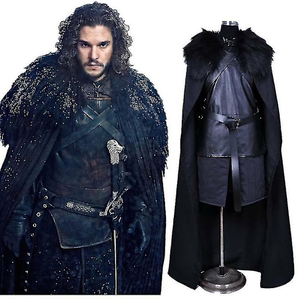 Game Of Thrones Jon Snow Cosplay Herr Fancy Dress Cape Set Festdräkt Outfit_y L