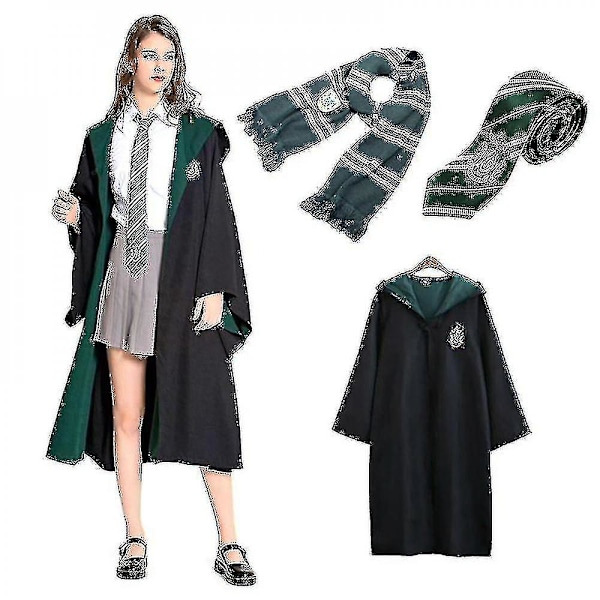 Vuxen Herr Dam Wizard Harry Potter Maskeraddräkt Kåpa Kostym Cospla_y green M