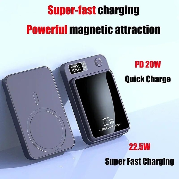 2024 Hot 100000mAh trådlös Power Bank Magnetisk Qi Portabel Powerbank Typ C Snabbladdare För iPhone15 14 13 Samsung MaCsafe Black 100000mAh