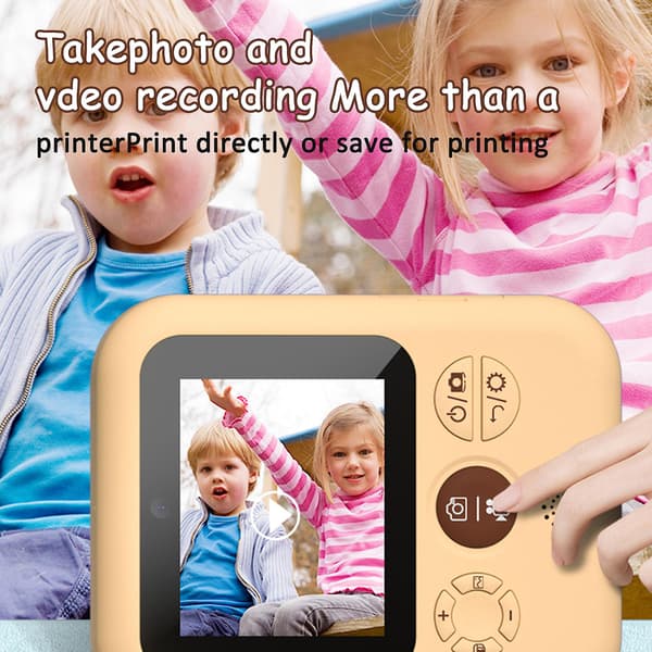 Instant Print Camera Mini Digital Camera High Defination Dual Lens Video Recorder med thermal Present för pojkar Flickor D