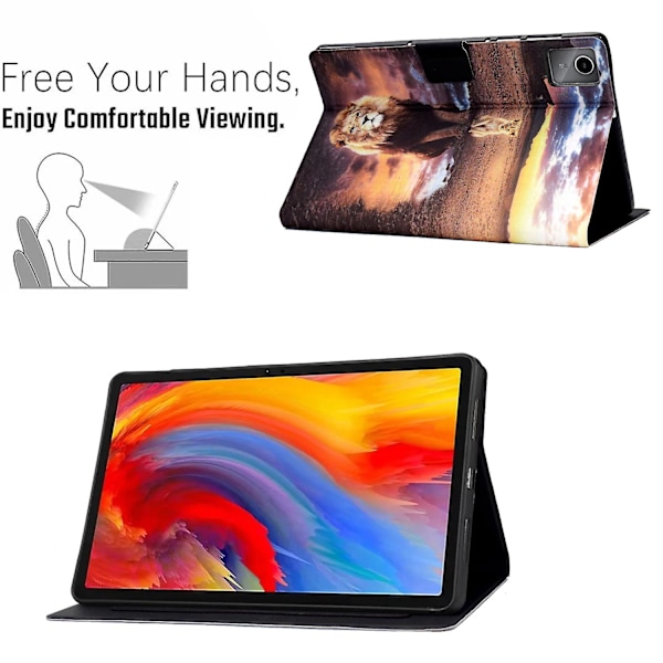 Fodral i läder med kortfack till Lenovo Tab M11/ Xiaoxin Pad 11 2024 Lion and Leopard