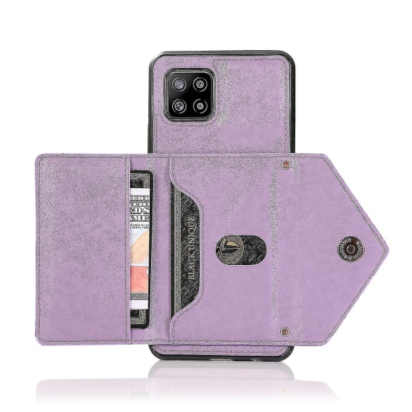 Kompatibelt Samsung Galaxy A22 5g plånboksfodral med kortfack med stativ med rem PU läder slimmat magnetiskt crossbody fodral för kvinnor flicka purple