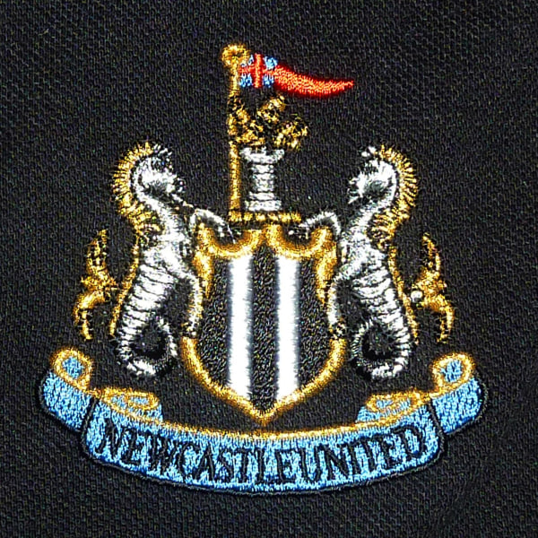 Newcastle United Herr Polotröja Crest OFFICIELL Fotbollspresent Black Small