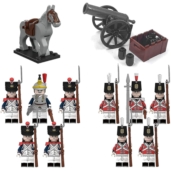 12pack Frankrike vs brittiska plastarmén minisoldater Bonaparte minifigurer militäruppsättningRevolutionär krigsunion Battle Playset