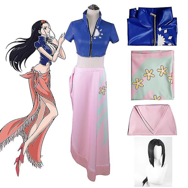 One Piece Nico Robin Cosplay Kostym Klänning Outfits Halloween Karneval Dräkt För Flickor S Costume and wig