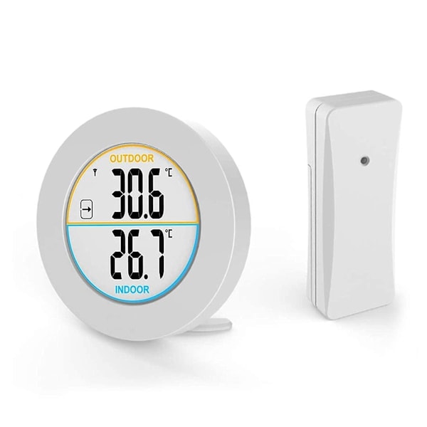 Termometer för inomhus och utomhus, digital trådlös termometer med probsensorer, HD LCD-display