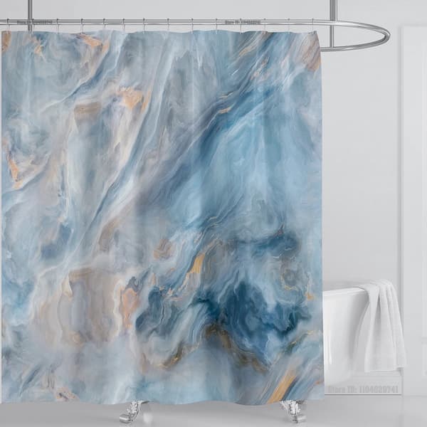 Marmor Vattentätt Duschdraperi med Krokar, Tryckt Tvättbart Duschdraperi, Heminredning, B150xH180cm