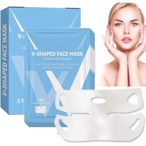 Double Chin Mask, Lifting Face Mask, Double Chin Lift Mask, V-formad ansiktsmask, Chin Firming Mask 1 Box - 5pcs