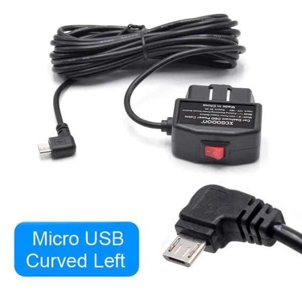 24 timer Mini Mico USB-porter 5V 3A Billadekabel Hard Ledning OBD 3,5 meter med bryter for Dash Camcorder Kjøretøy DVR