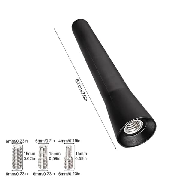 Sort FM AM DAB Solid Bilradio Takmontering 6,5cm Lengde Universal Auto med Skruer Bilantenne Mini Kortbiltilbehør