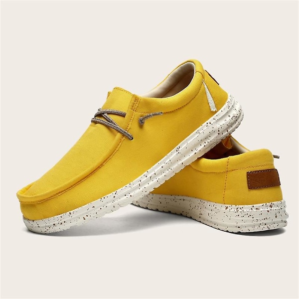 Plus Size 40-48 Herr Casual Skor Platta Utomhus Herr Sneakers Lätta Båtskor Kör Loafers Andningsbara Herr Canvas Skor Yellow 9.5