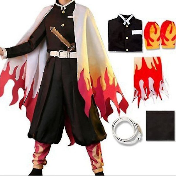 Barn Anime Demon Slayer Cosplay Kostym Set Vuxen Tanjirou Nezuko Dräkt Rengoku Kyoujurou S