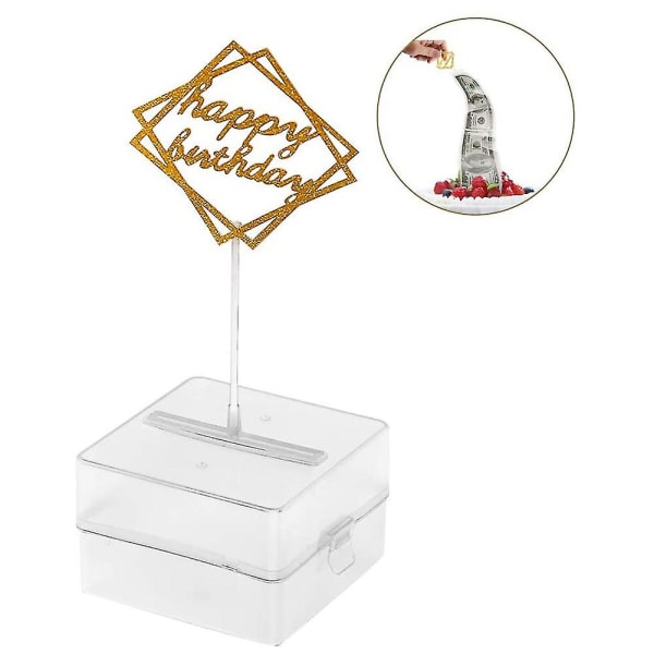 Cake Money Pulling Box, återanvändbar kreativ form, rolig överraskning födelsedagstårta dekoration
