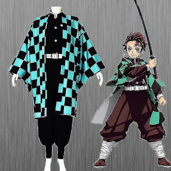 Barn Anime Demon Slayer Cosplay Kostym Set Vuxen Tanjirou Nezuko Dräkt Kamado Tanjirou 130