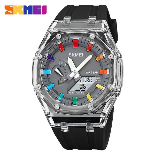 SKMEI 2100 Outdoor Men Digital Watch Colorful LED Display Klockor Vattentät Stöttålig Herr Armbandsur Reloj Hombre Blue strap