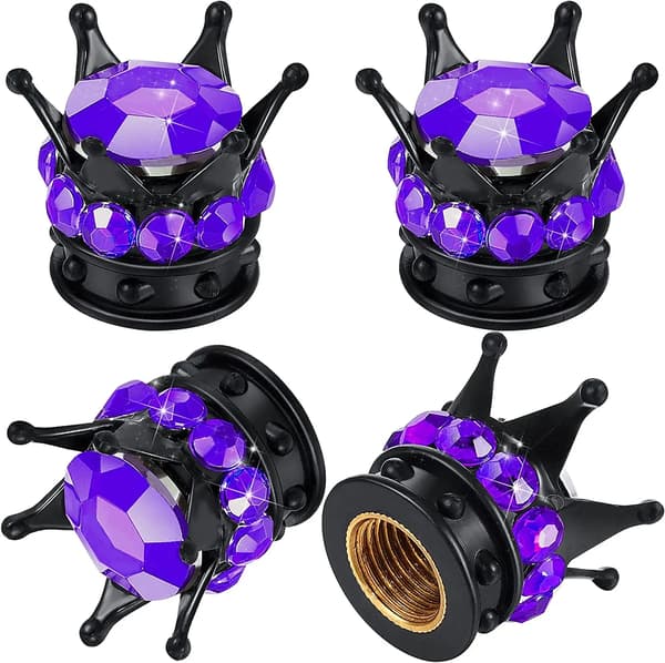 4 st Krona Däckventilstammar Bling Kristall Strass Universal Krom Krona Fordons Biltäcklock Skydd Autos Accesorios