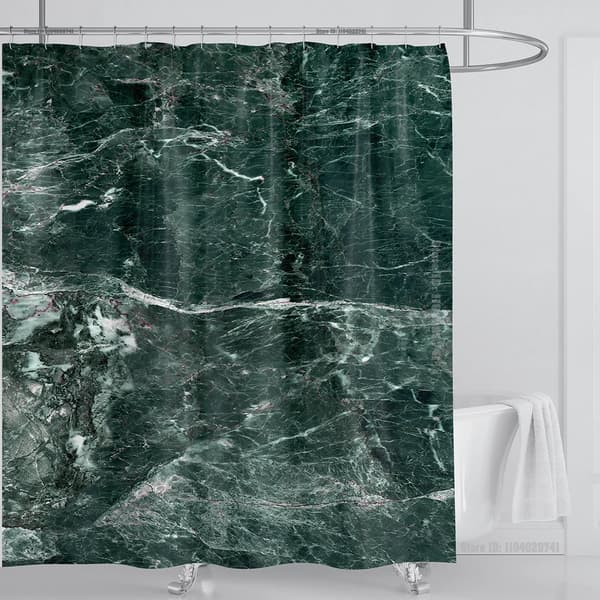 Marmor Vattentätt Duschdraperi med Krokar, Tryckt Tvättbart Duschdraperi, Heminredning, B220xH180cm