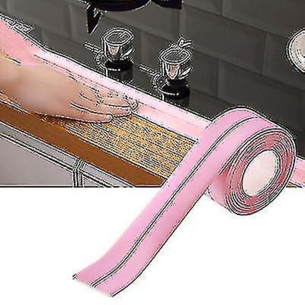 Vattentät tätningstejp DIY självhäftande mögelbeständig tätningstejp tapet kök golv PVC Pink 2.2cm x 320cm