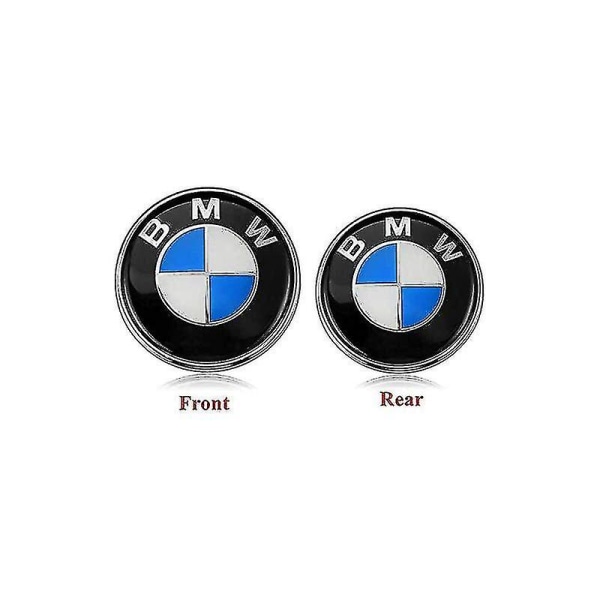 2-pack kompatibel med BMW-emblem för huv och bagageutrymme, BMW-emblemlogotypersättning 82 mm + 74 mm för ALLA BMW E30 E36 E46 E34 E39 E60 E65 E38 X3 X5 X6 3 4 5 6 7