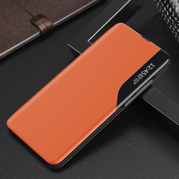 Samsung Galaxy S23 Smart View Window Flip Stand Cover Pu Läder Case Svart Orange