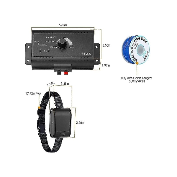 Osynlig trådlös elektrisk hundstängselsystem utomhus hundträning fjärrkontroll pip hundchock krage Black