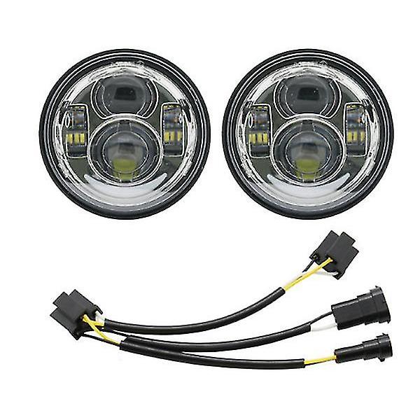 4,5" Twin Dual Led Strålkastare För Motorcykel Fat Bob Fxdf "08-later Motorcykel Projektor Pannlampa Dubbel Dubbel Lampa With DRL Chrome2 H11