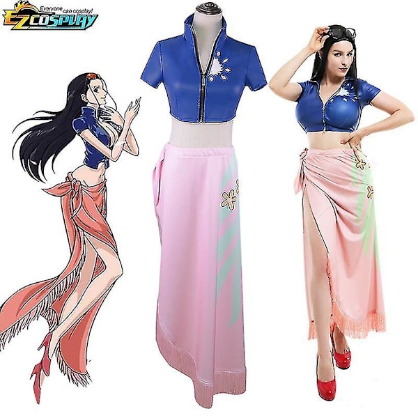 One Piece Nico Robin Cosplay Kostym Klänning Outfits Halloween Karneval Dräkt För Flickor L Costume and wig