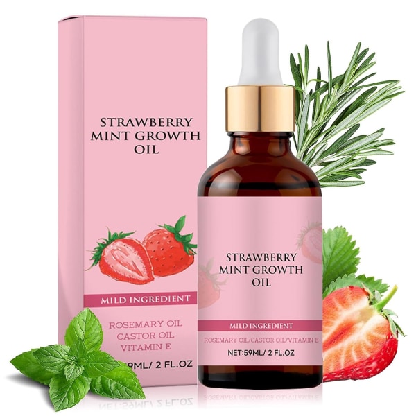 Strawberry Mint Growth Oil, Strawberry Mint Hair Growth Oil, naturligt rosmarin hårtillväxtserum för tunt, torrt och skadat hår 1Pcs