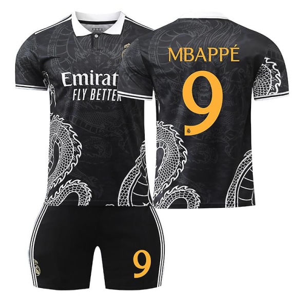 Kylian Mbapp Real Madrid 9 tröja för barn, Mbapp 9 Real Madrid hemma- och bortatröja för barn DRAGON 16
