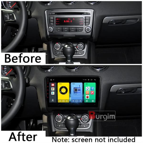 2 Din Ramme Monteringssæt til Audi TT MK2 2006-2014 9 Tommer Stereo Panel Ledningsnet Canbus Strømkabel Adapter