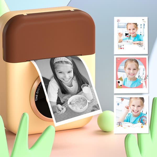 Instant Print Camera Mini Digital Camera High Defination Dual Lens Video Recorder med thermal Present för pojkar Flickor E